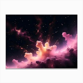 A Cosmic Explosion Of Pink And Orange Hues In A Vast, Starry Expanse Of Space, Illustrating The Dynamic Nature Of The Universe Canvas Print