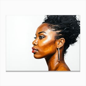 Side Profile Of Beautiful Woman Oil Painting 122 Canvas Print