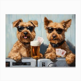 Terriers Cards And Beer 1 Canvas Print