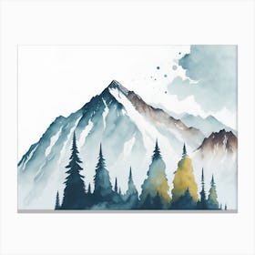 Mountain And Forest In Minimalist Watercolor Horizontal Composition 181 Canvas Print