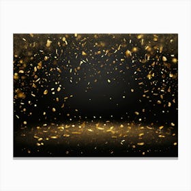 Golden Confetti On Black Background Canvas Print