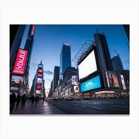 Blank Billboard Towering Above Bustling Urban Street Blank Slate Awaiting Advertisement Surrounded (3) Canvas Print