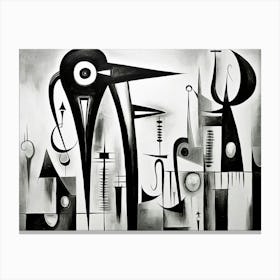 Symbiosis Abstract Black And White 3 Canvas Print
