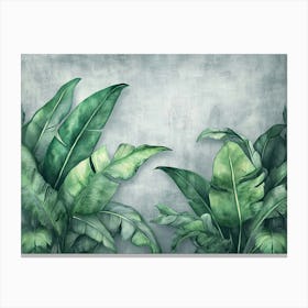 Tropical Leaves On A Gray Background 1 Canvas Print