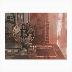 Bitcoin On A Computer Chip Canvas Print