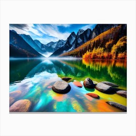 Colorful Mountain Lake Canvas Print