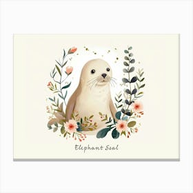 Little Floral Elephant Seal 4 Poster Canvas Print