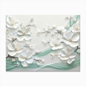 White Art Background Elevate Your Space with Stunning 3d Flower Canvas Print