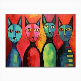 The Cats Acrylic Painting In The Style Of Chromat 1 Canvas Print