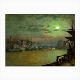 Baiting the lines, Whitby, Yorkshire 1884 by John Atkinson Grimshaw HD Remastered | Matching Canny Glasgow Print | Gallery 19th Century Oil Painting Canvas Print