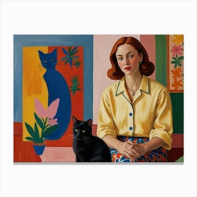 Woman With A Cat 1 Canvas Print