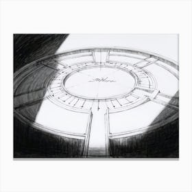 An Expertly Sketched Circular Emphasis Marks Illuminated By Striking Increases In The Graphite Pre Canvas Print