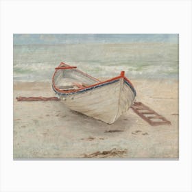 Vintage Fishing Boat Lake House Painting Canvas Print