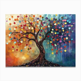 3d Abstract Colorful Tree with Hanging Branches and Multicolored Canvas Print