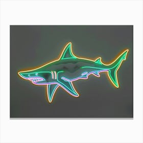 Green Scalloped Hammerhead Neon Shark 5 Canvas Print