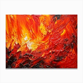 Abstract Art Capturing The Essence Of Burning Passion Hues Of Red And Orange Dance In A Turbulent I (1) Canvas Print