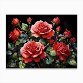 Default A Stunning Watercolor Painting Of Vibrant Red Roses An 3 (1) Canvas Print