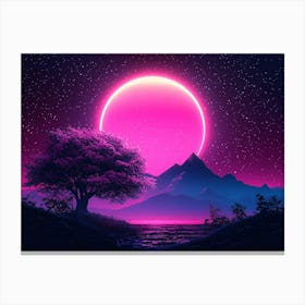 Pink Moon In The Sky Canvas Print