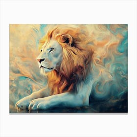 Lion Animal Abstract Art in Pastel Colors 1 Canvas Print