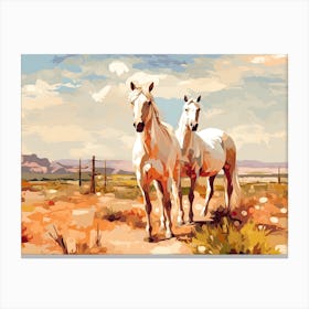 Horses Painting In Arizona Desert, Usa, Landscape 2 Canvas Print