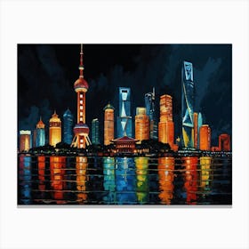 City at Night 1 Canvas Print