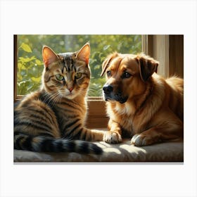 Cat And Dog Canvas Print