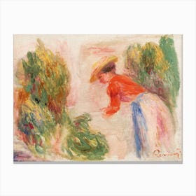 Woman Gathering Flowers (1906–1910), Pierre Auguste Renoir Canvas Print