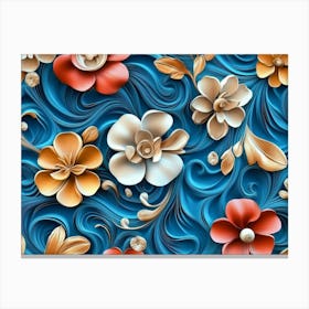 Beautiful 3d Luxury Floral Seamless Pattern Painting Canvas Print