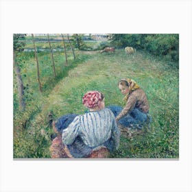 Young Peasant Girls Resting In The Fields Near Pontoise (1882), Camille Pissarro Canvas Print