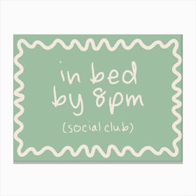 In Bed By 8pm | Cream and Seafoam Canvas Print