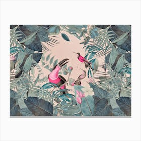 Pink Tropical Toucans Canvas Print