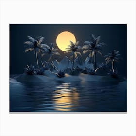 Tropical Island At Night Canvas Print