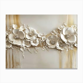 White Flowers On A Wall 5 Canvas Print