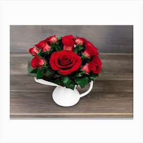 Red Roses In A Vase 4 Canvas Print