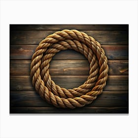 Rope Circle On A Wooden Background Canvas Print