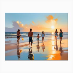 Family At The Beach Canvas Print