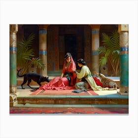 Lady And Her Cat Canvas Print