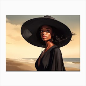 Illustration of an African American woman at the beach 75 Canvas Print