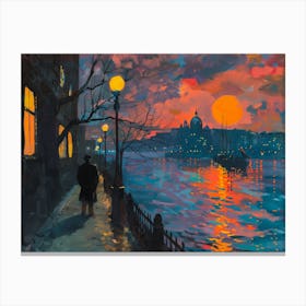 Sunset On The River Canvas Print