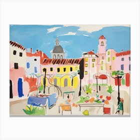 Piacenza Italy Cute Watercolour Illustration 3 Canvas Print