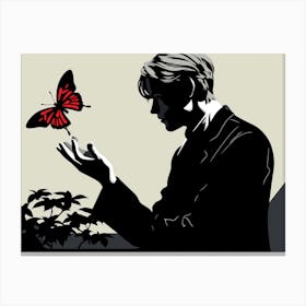 Hopeful Man With A Red Butterfly Canvas Print