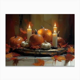 Candlelit Pumpkins Canvas Print