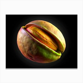 Pistachio Nut Isolated On Black Background Canvas Print