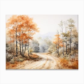 A Painting Of Country Road Through Woods In Autumn 69 Canvas Print
