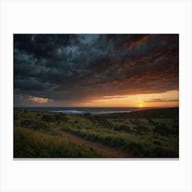 Sunset Over The Ocean 2 Canvas Print