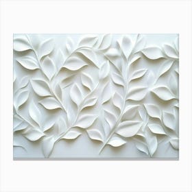 3d Art White Leaves Background 5 Canvas Print