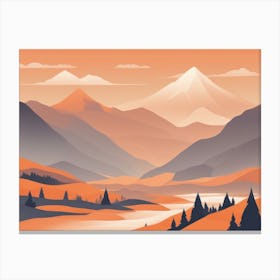 Misty mountains horizontal background in orange tone 100 Canvas Print