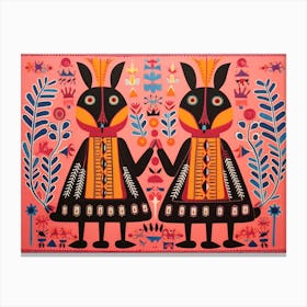 Rabbit 2 Folk Style Animal Illustration Canvas Print