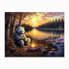 Bear Campfire Canvas Print