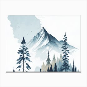 Mountain And Forest In Minimalist Watercolor Horizontal Composition 105 Canvas Print